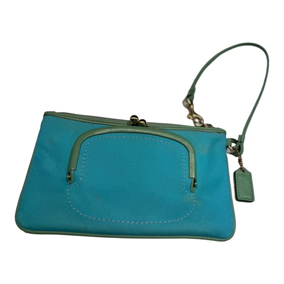 Coach Bonnie Cashin Large Slim Wristlet Kisslock Coin Pouch in Blue Green - Picture 5 of 5